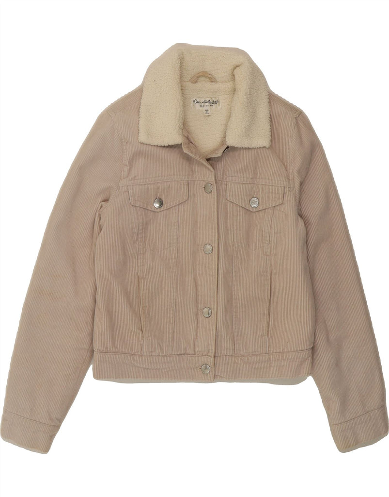 MISS SELFRIDGE Womens Shearling Corduroy Jacket UK 10 Small Beige Cotton Vintage Miss Selfridge and Second-Hand Miss Selfridge from Messina Hembry 