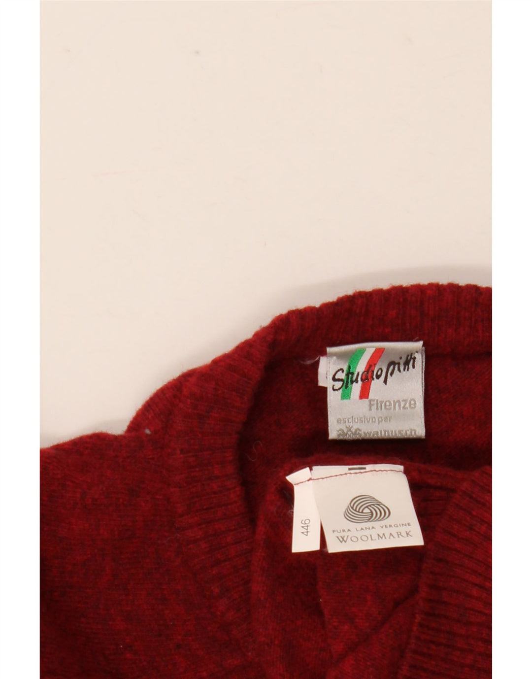 Męski sweter z okrągłym dekoltem w stylu vintage IT 50/52 Średni bordowy nakrapiany