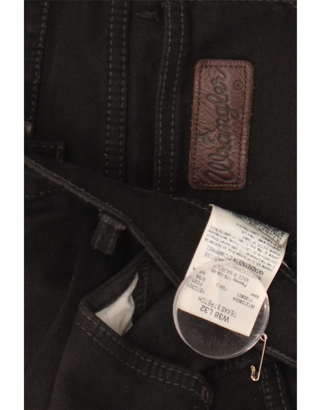 WRANGLER Męskie proste dżinsy Texas Stretch W38 L32 Czarna bawełna