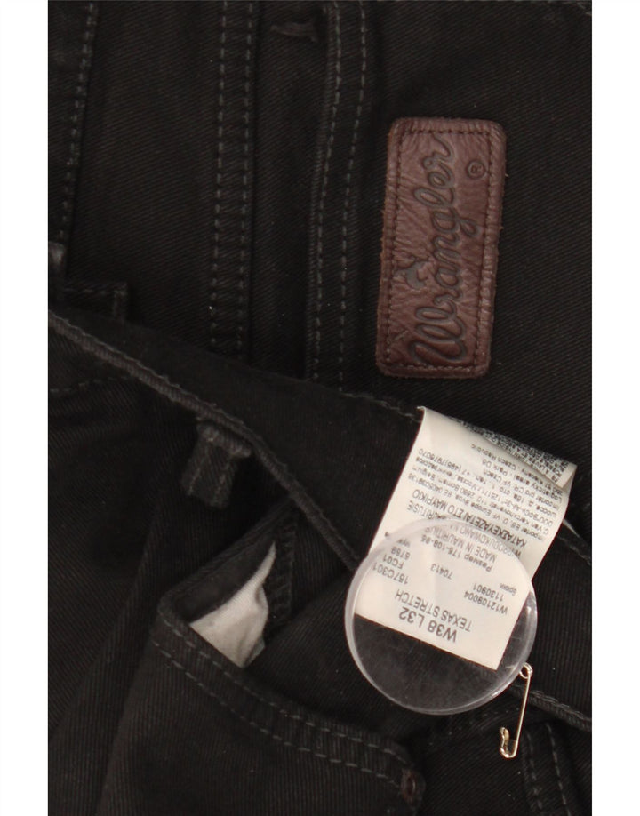 WRANGLER Męskie proste dżinsy Texas Stretch W38 L32 Czarna bawełna