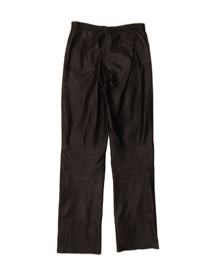 VINTAGE Womens Straight Leather Trousers W26 L29 Black Vintage Vintage and Second-Hand Vintage from Messina Hembry 