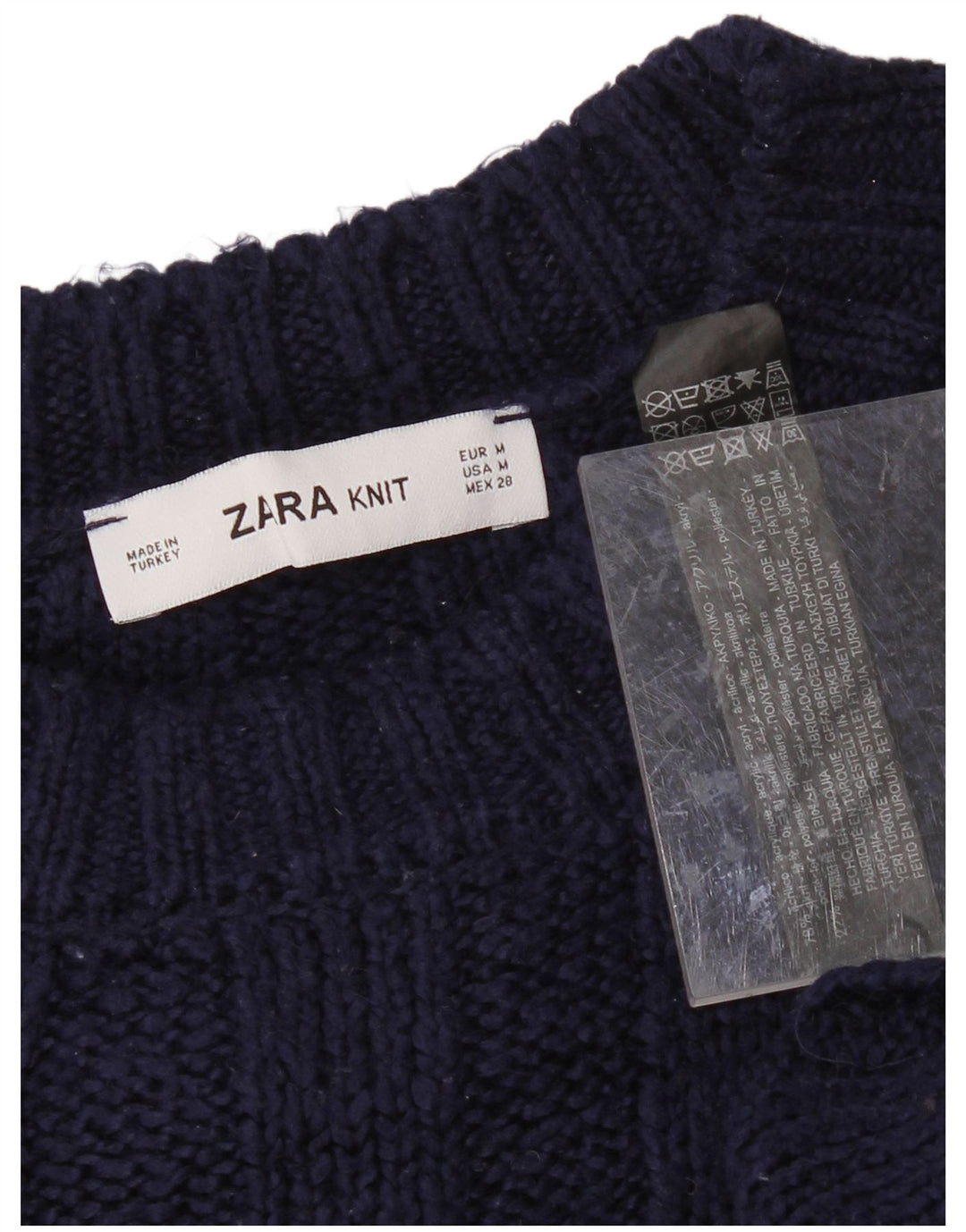ZARA Womens Oversized Crew Neck Jumper Sweater UK 14 Medium Navy Blue