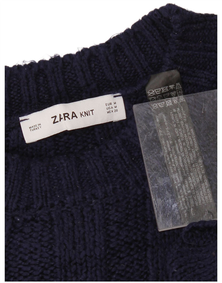 ZARA Womens Oversized Crew Neck Jumper Sweater UK 14 Medium Navy Blue