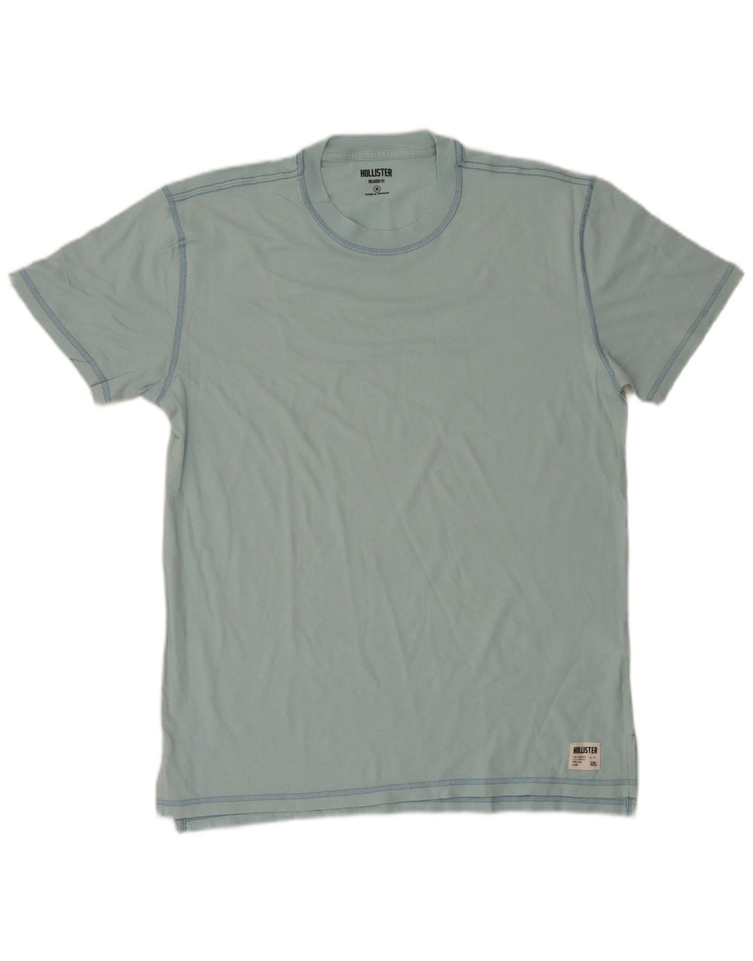 T-shirt męski Hollister, bawełniany, średni niebieski
