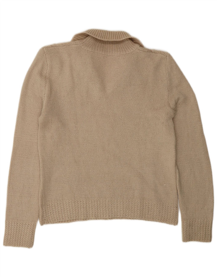 Vintage damski sweter polo UK 14 średni beż