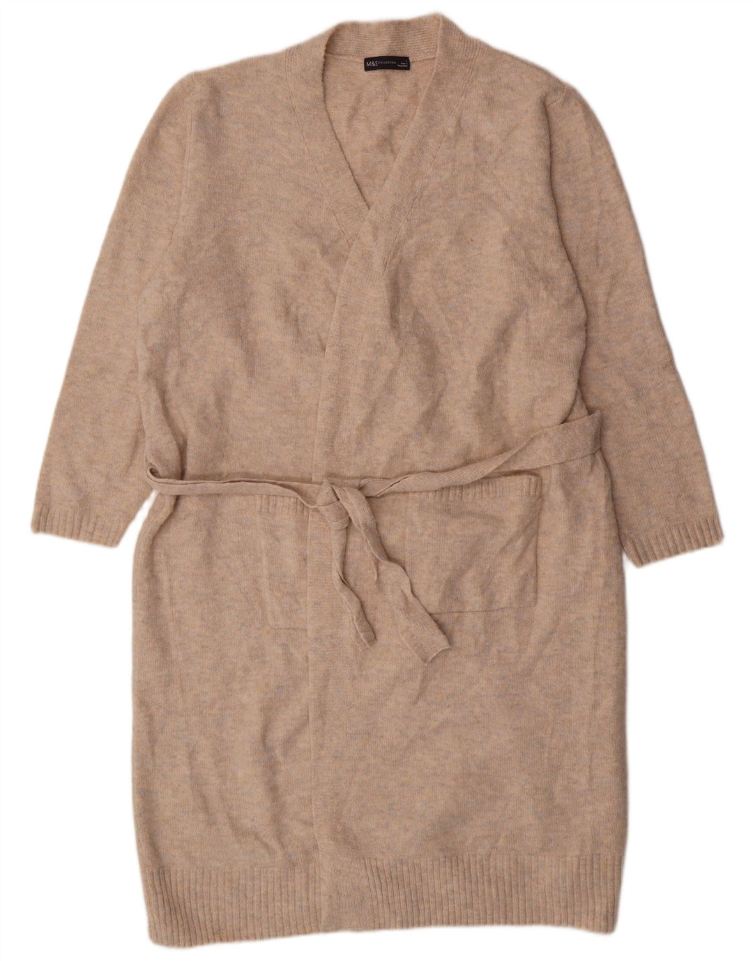 MARKS & SPENCER Womens Tie Dye Longline Cardigan Sweater UK 16 Large Beige