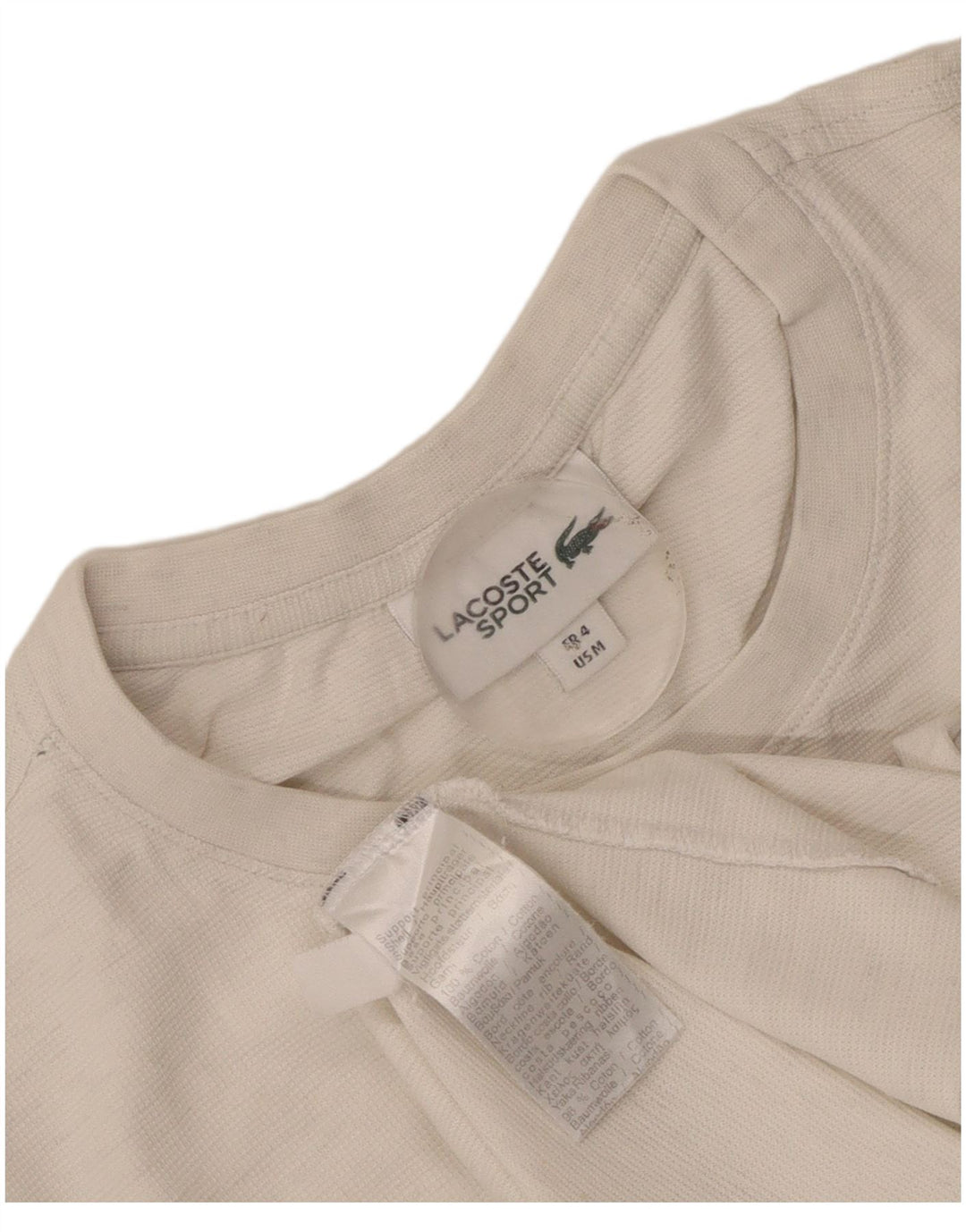 T-shirt męski Lacoste, rozmiar 4, średnia biała bawełna