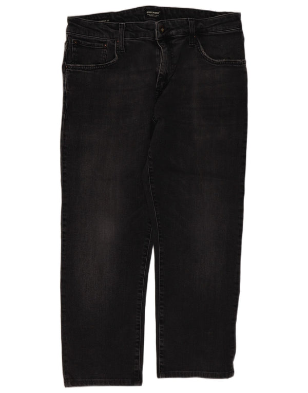 Męskie jeansy Superdry o krótkim kroju W34 L24, czarne, bawełniane