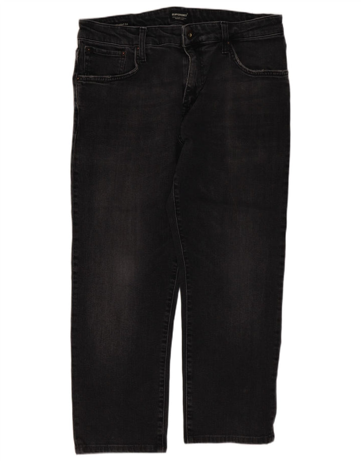 Męskie jeansy Superdry o krótkim kroju W34 L24, czarne, bawełniane