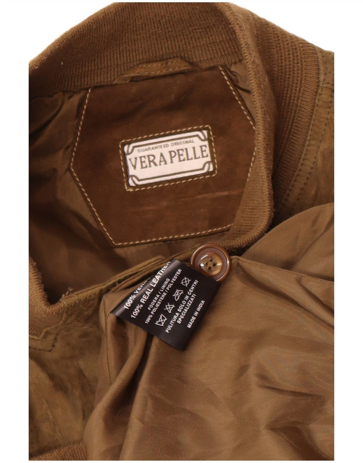 Vintage męska zamszowa kurtka UK 42 XL ze skóry khaki