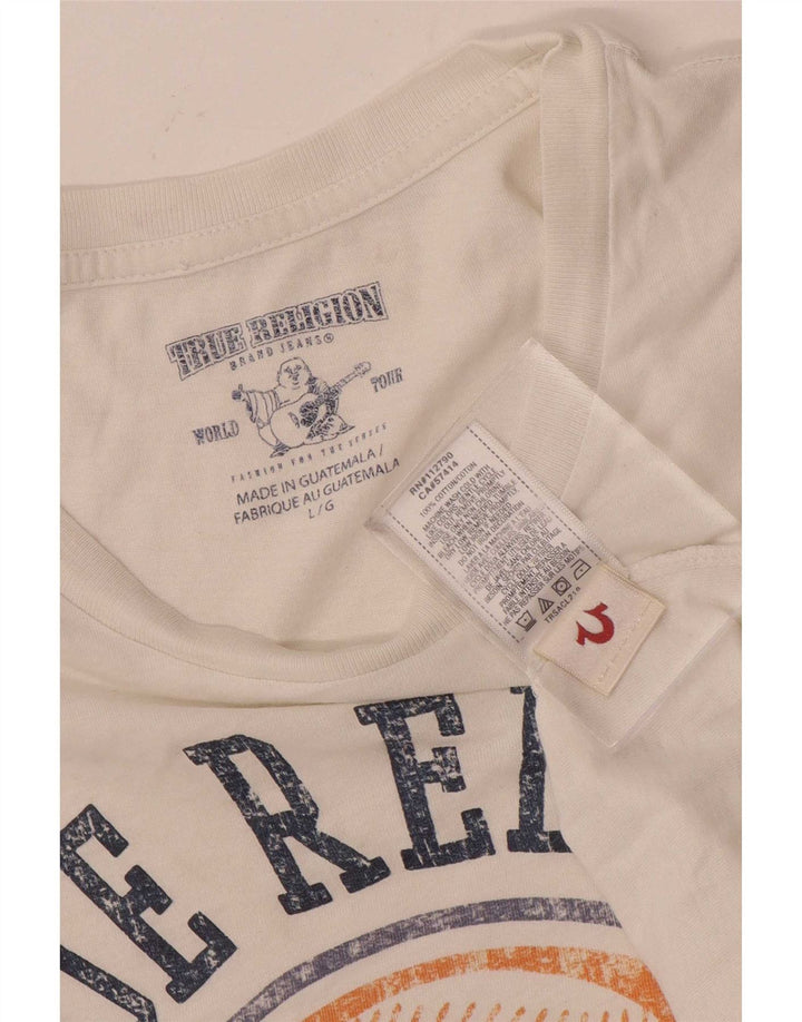 Męski T-shirt z grafiką True Religion, duży, biały, bawełniany