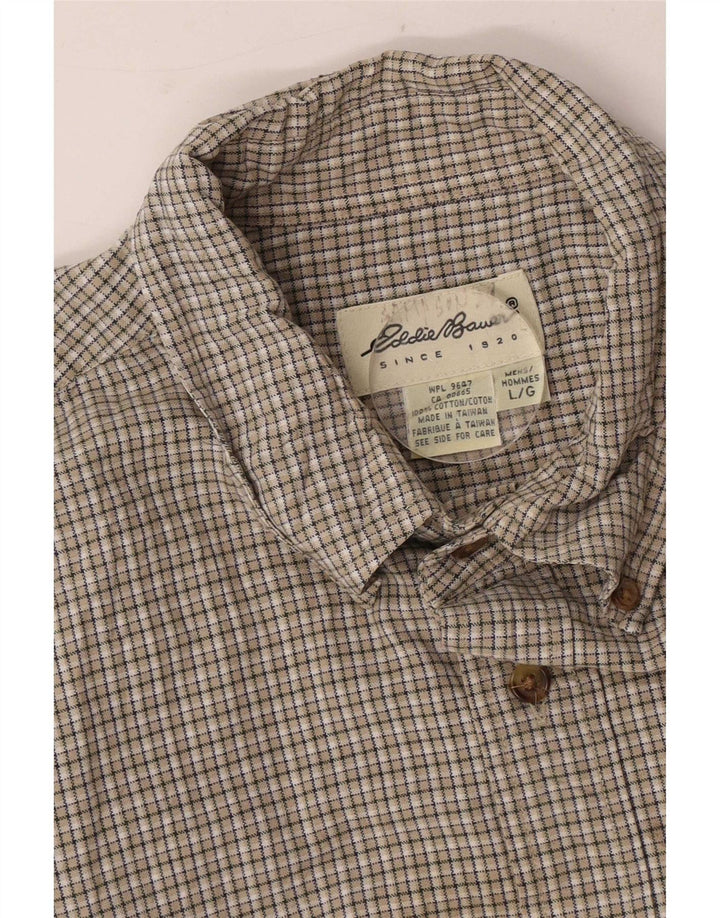 Koszula męska Eddie Bauer, duża, brązowa, bawełniana w kratkę