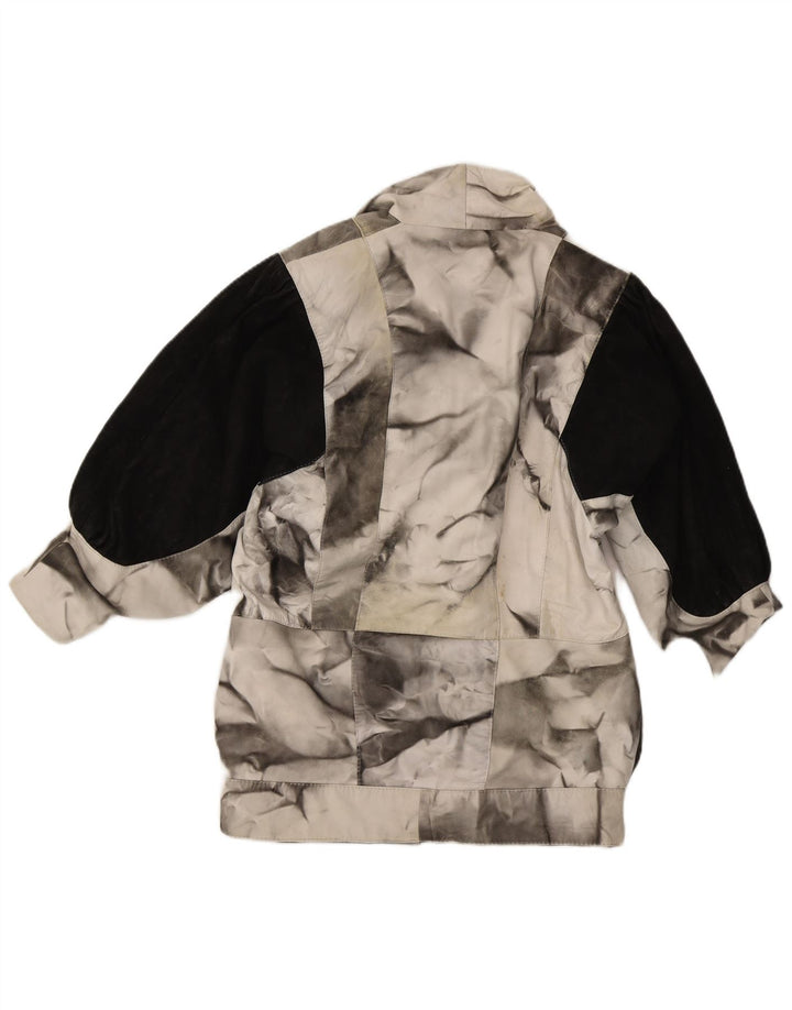 Damska kurtka oversize w stylu vintage UK 16, duża, biała, z blokami kolorów