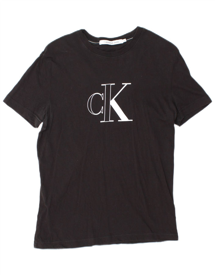 Męski T-shirt z grafiką CALVIN KLEIN JEANS, średni czarny
