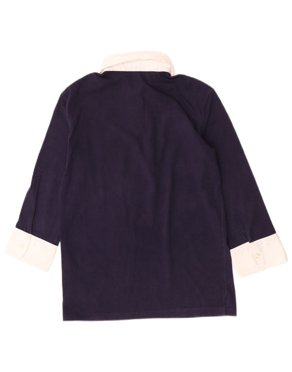 Damska koszulka polo do rugby Fred Perry UK 14, duża granatowa, z blokami kolorów