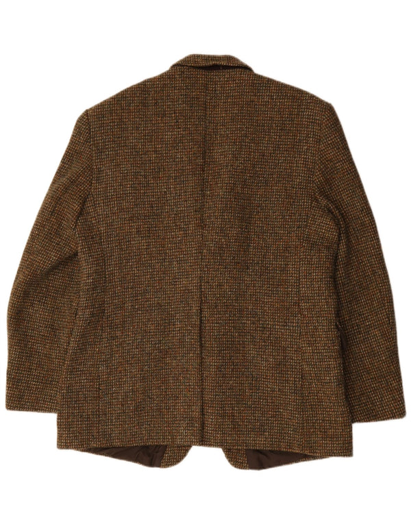 Harris Tweed Mens 2 Button Blazer Jacket UK 46 3XL Green Houndstooth Wool