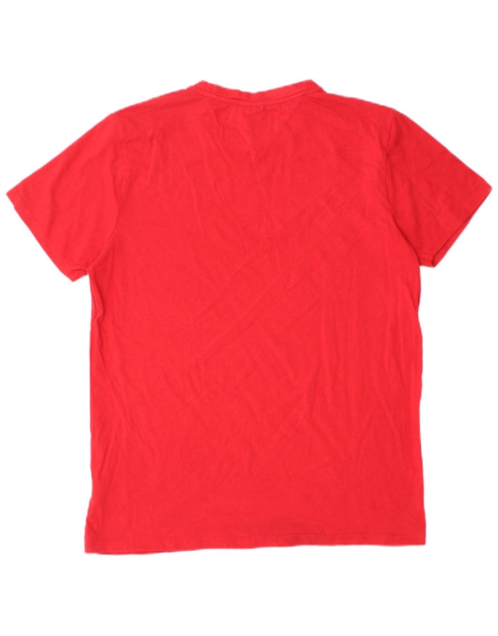 Męski T-shirt z grafiką Tommy Hilfiger, duży, czerwony, bawełniany