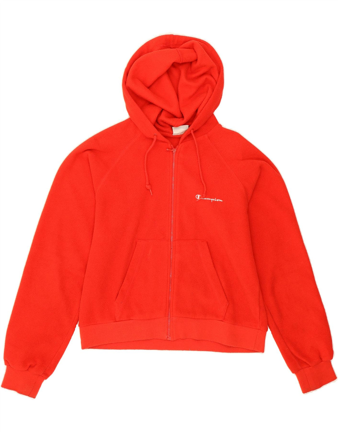 CHAMPION Womens Hooded Fleece Jacket UK 14 Medium Red Polyester Vintage Champion and Second-Hand Champion from Messina Hembry 