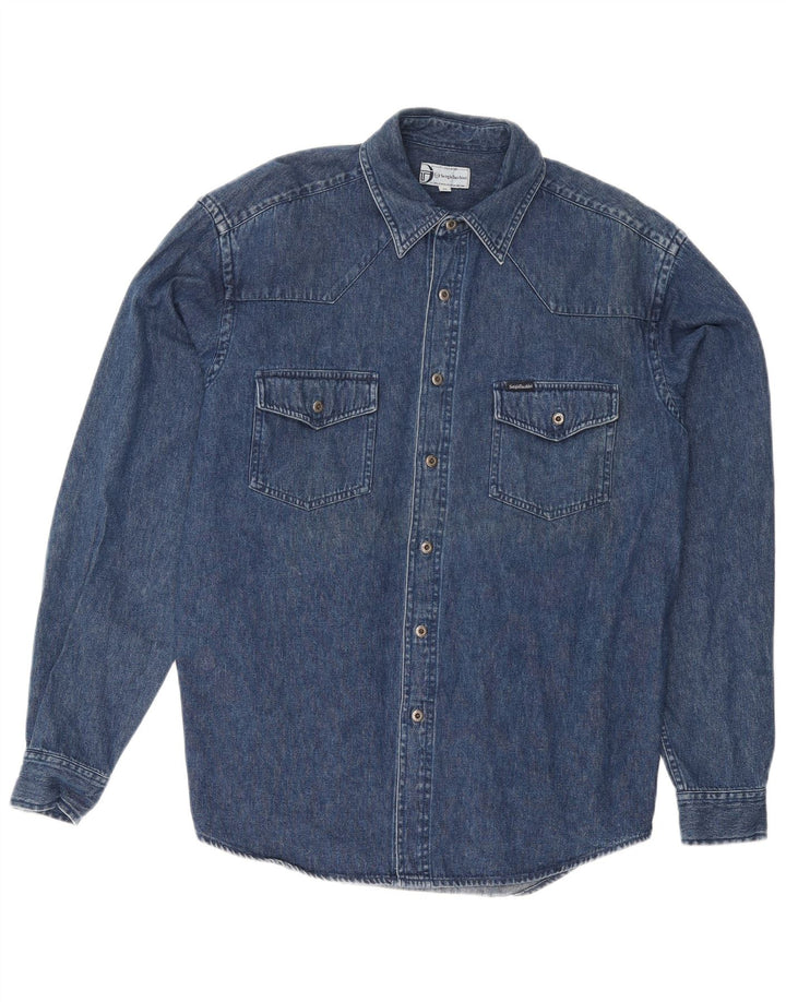 Męska koszula dżinsowa Sergio Tacchini, średnia, granatowa, bawełniana