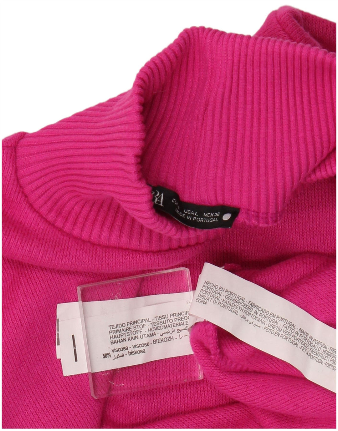 Damski sweter oversize z golfem Zara UK 16, duży różowy