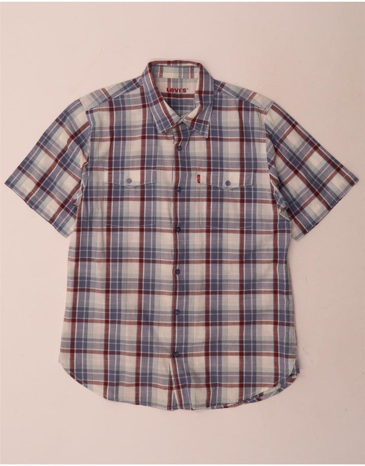 Męska koszula z krótkim rękawem Levi's, duża, niebieska, bawełniana krata