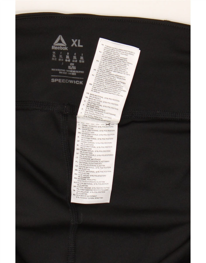 Damskie legginsy Capri REEBOK UK 20/22 XL Czarny poliester z blokami kolorów