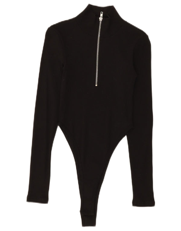 ZARA Womens Long Sleeve Bodysuit UK 10 Small Black
