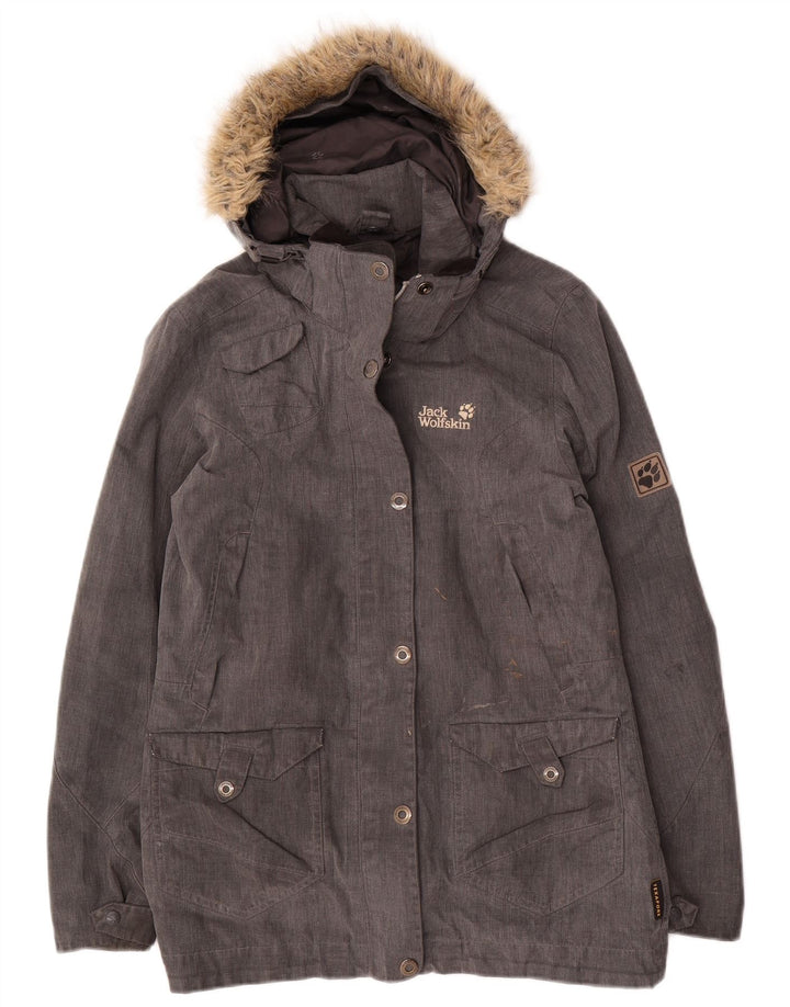 Damska kurtka parka z kapturem JACK WOLFSKIN UK 10, mała, szary poliester