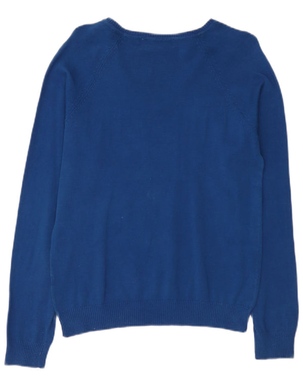 Sweter damski Zara z dekoltem w kształcie litery V, UK 18 XL, niebieska bawełna