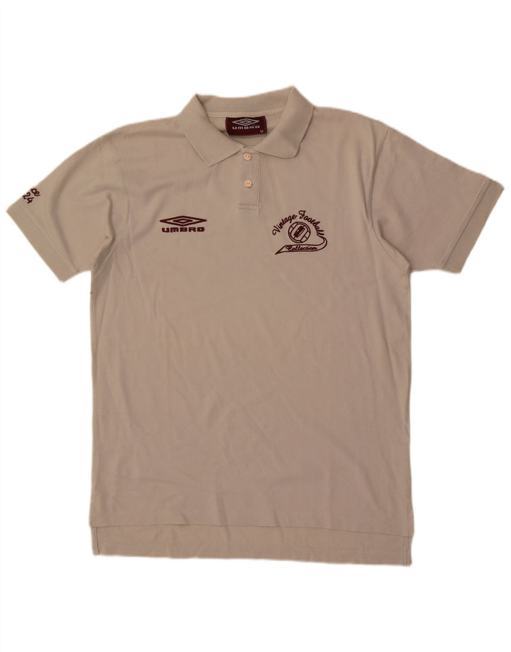 Męska koszulka polo z grafiką Umbro, średnia biała bawełna
