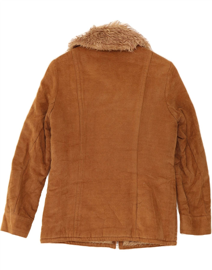 VINTAGE Womens Sherpa Jacket UK 12 Medium Brown Vintage Vintage and Second-Hand Vintage from Messina Hembry 
