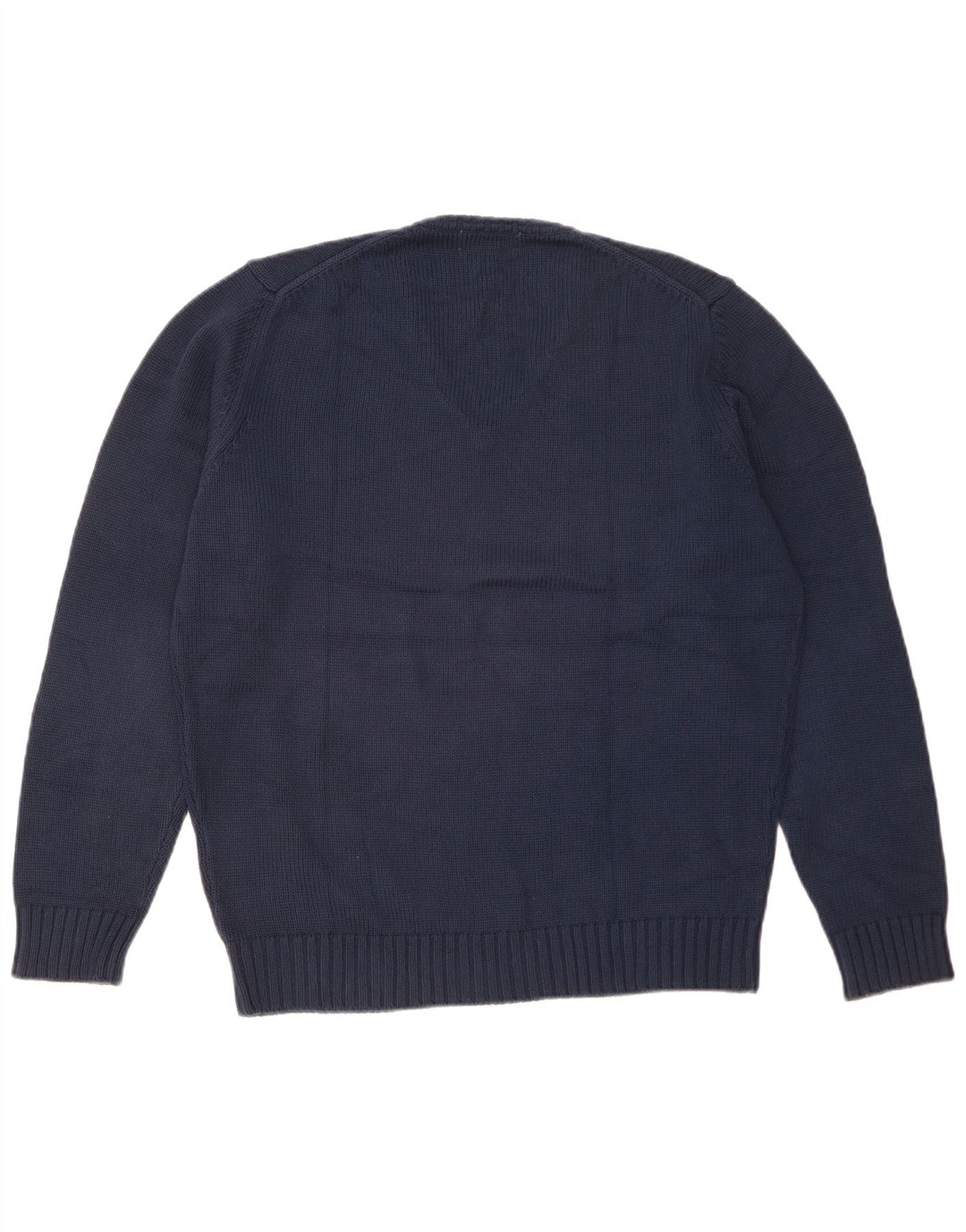 Męski sweter Zara z dekoltem w kształcie litery V, duży, granatowy, bawełniany