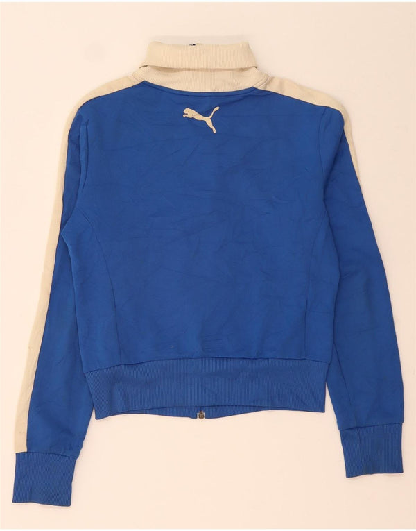 Puma Womens Graphic Crop Tracksuit Top Jacket UK 10 Small Blue Colourblock