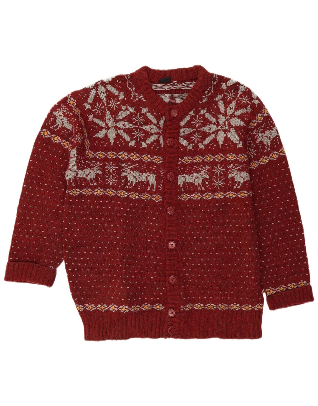 Męski sweter rozpinany VINTAGE, duży, bordowy, Fair Isle Wool