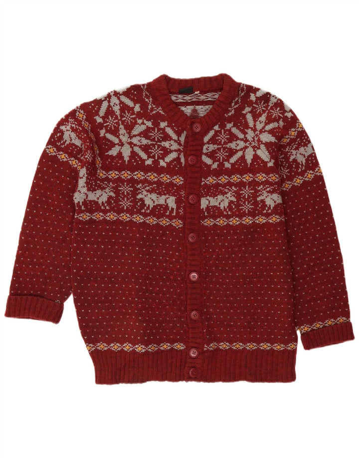 Męski sweter rozpinany VINTAGE, duży, bordowy, Fair Isle Wool