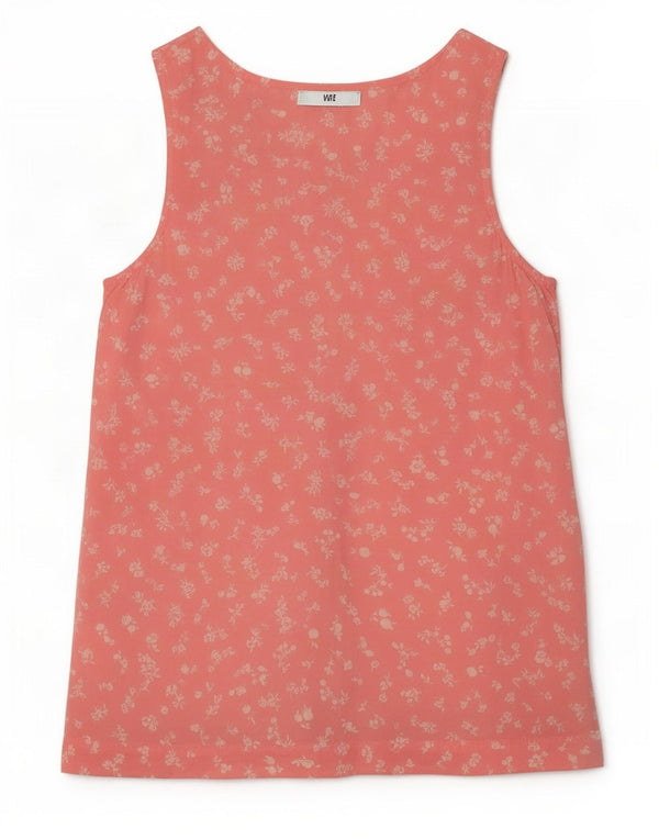 Benetton Womens Sleeveless Oversized Blouse Top UK 6 XS Pink Floral Modal