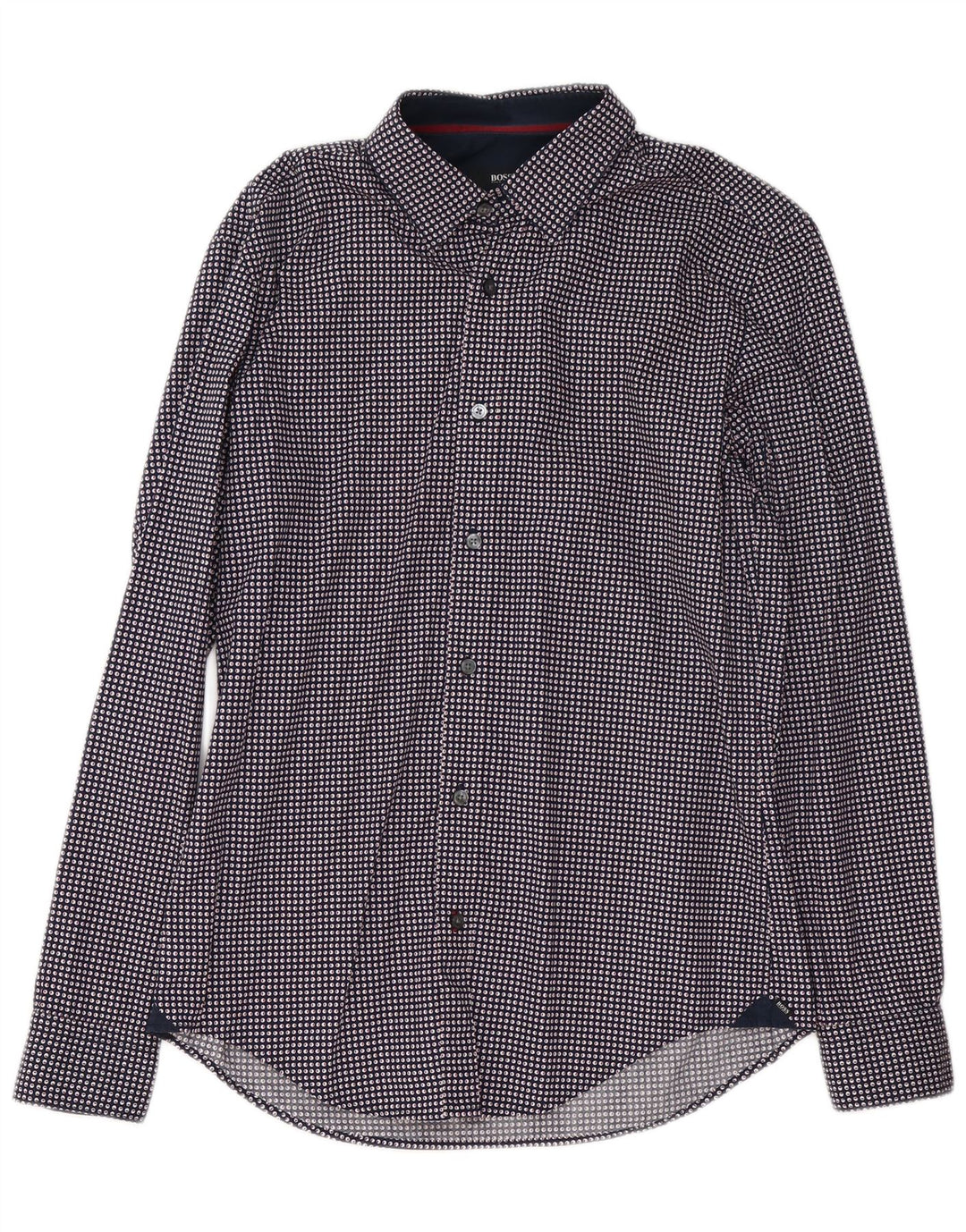 Koszula męska Hugo Boss Slim Fit, średnia, granatowa, bawełniana w cętki