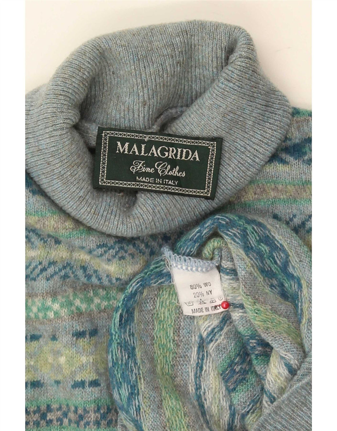 Męski sweter z golfem Malagrida Średni wielobarwny Fair Isle Wool
