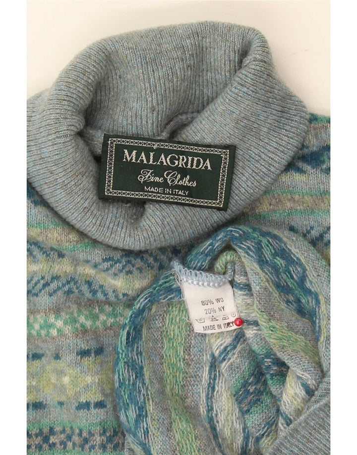 Męski sweter z golfem Malagrida Średni wielobarwny Fair Isle Wool