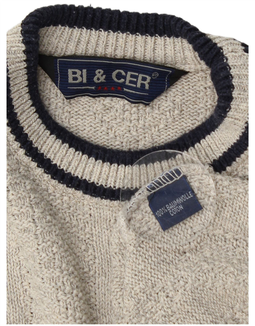 Męski sweter z okrągłym dekoltem w stylu VINTAGE XL, szara bawełna