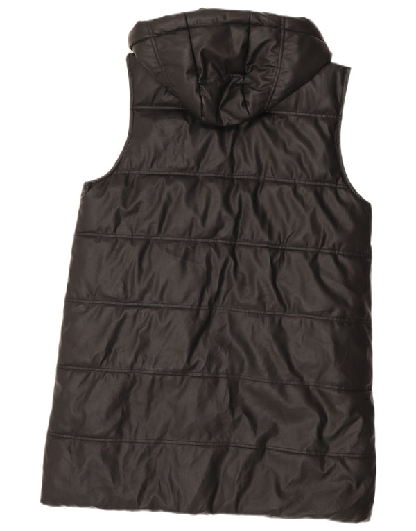 Damska kamizelka z długim rękawem i kapturem ze sztucznej skóry Zara UK 16, duża, czarna, poliestrowa