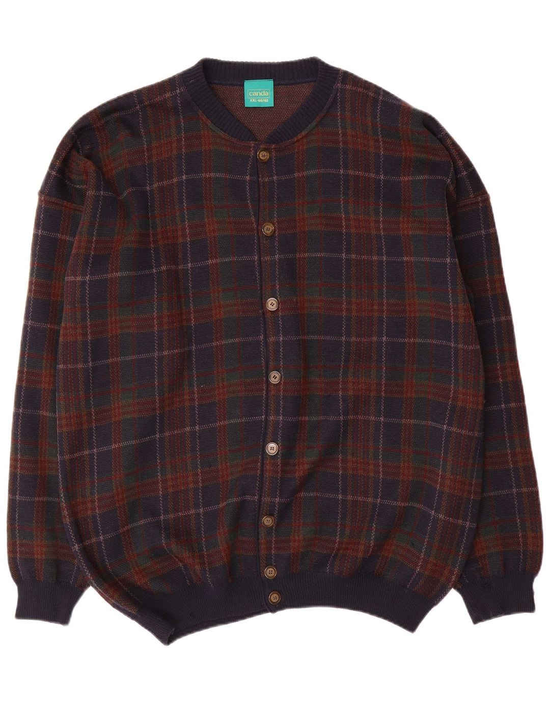 Canda Męski sweter kardigan 2XL, wielobarwna kratka, akryl