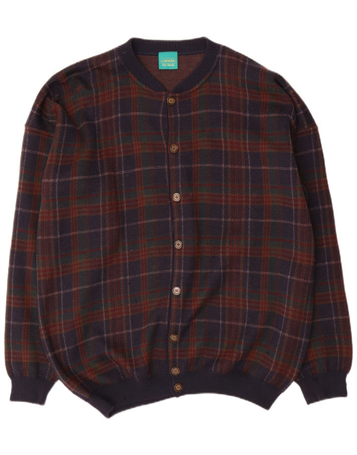 Canda Męski sweter kardigan 2XL, wielobarwna kratka, akryl
