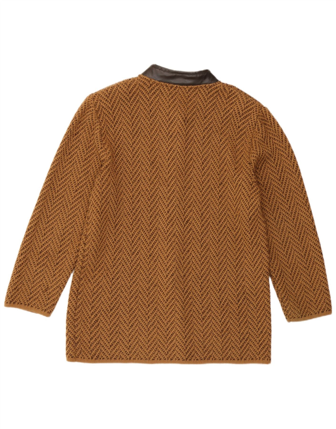 Sweter damski w stylu vintage, UK 14, średni brąz, wełna Chevron