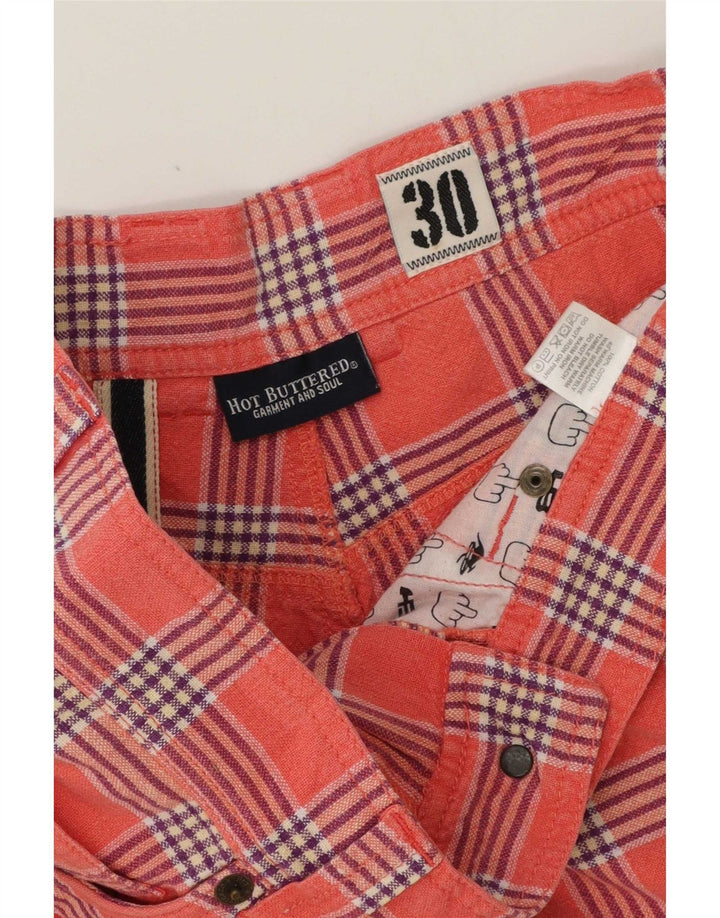 Męskie spodenki na co dzień w stylu vintage W30 Średnio różowa bawełniana kratka