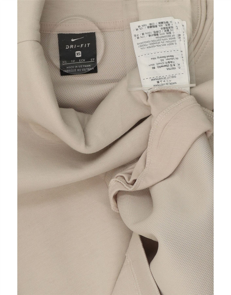 NIKE Womens Dri Fit Oversized Roll Neck Sweatshirt Jumper UK 6 XS Beige Vintage Nike and Second-Hand Nike from Messina Hembry 