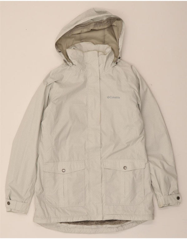 COLUMBIA Womens Omni-Tech Windbreaker Coat UK 14 Medium White Spotted