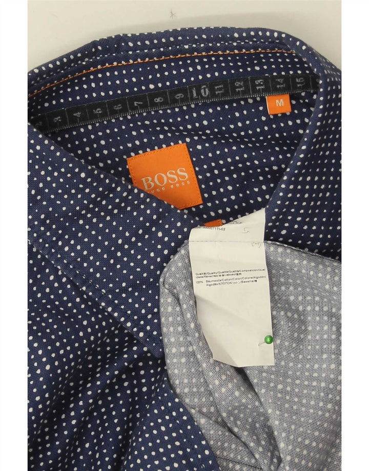 Koszula męska Hugo Boss, średnia, granatowa, bawełniana w cętki