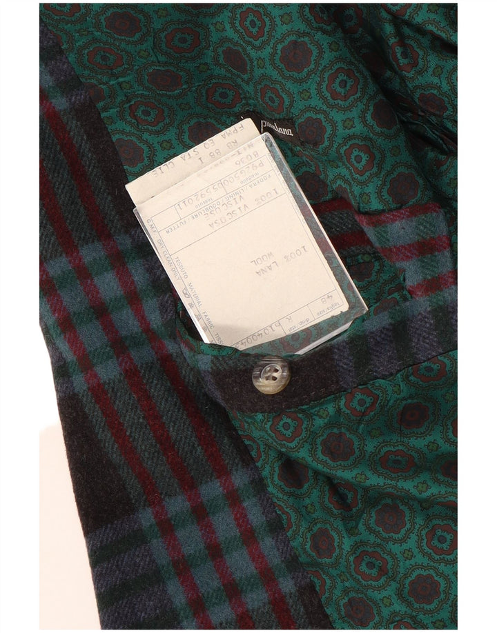 Vintage męska marynarka zapinana na 2 guziki IT 48 Średni granatowy wełniany kratkę