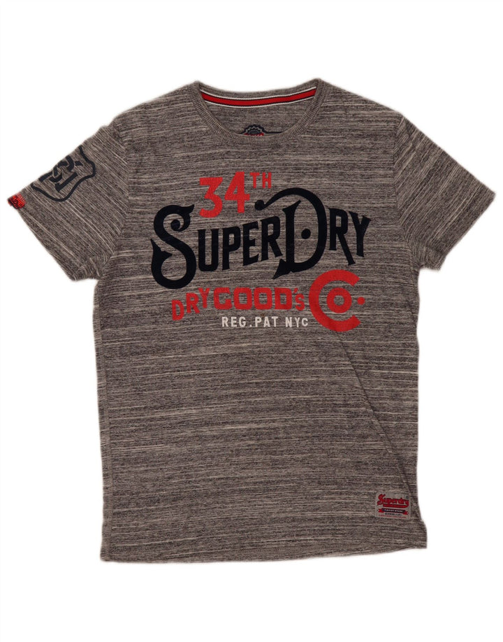 Męski T-shirt Superdry z grafiką, duży, szary, nakrapiany